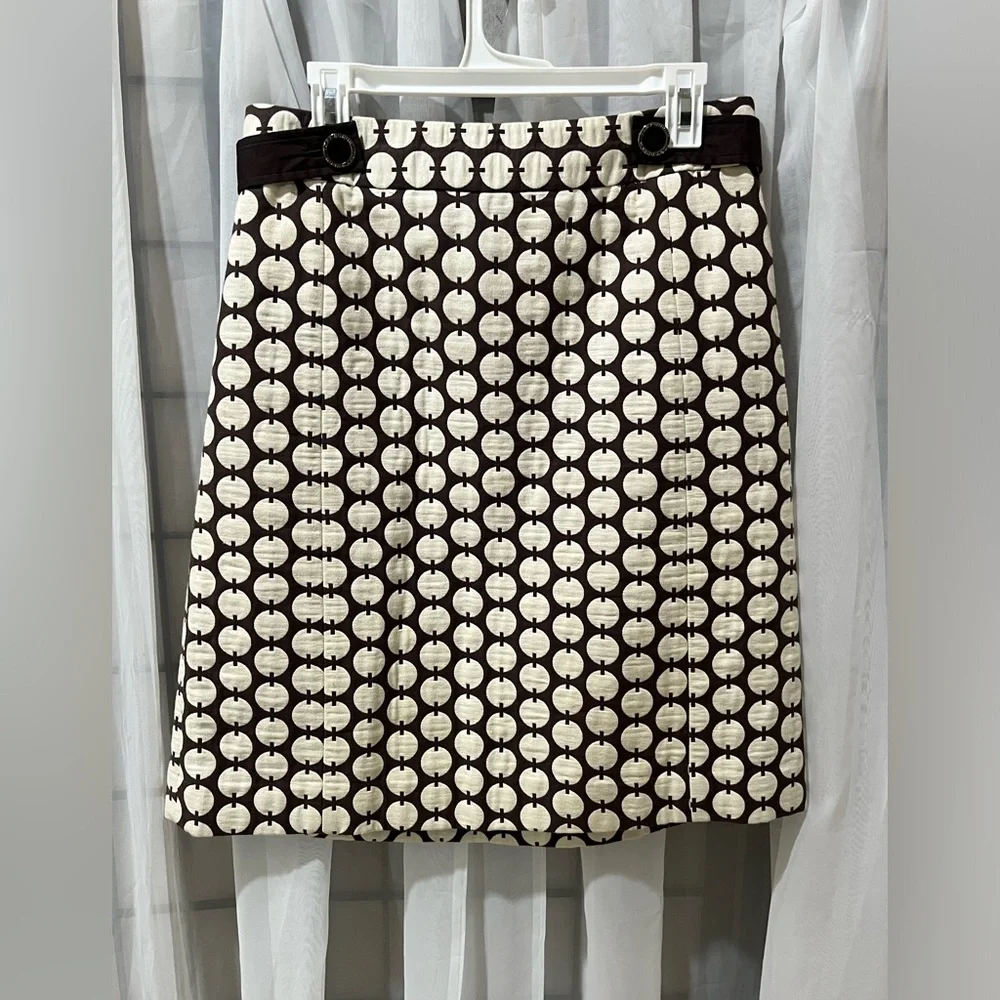 Tory Burch Black and Cream Polka Dot Pencil Skirt
